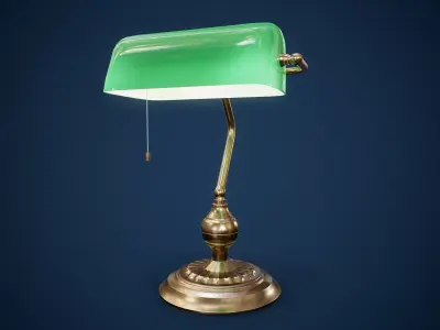 Bankers Lamp PBR Game Ready Low-poly 3D model