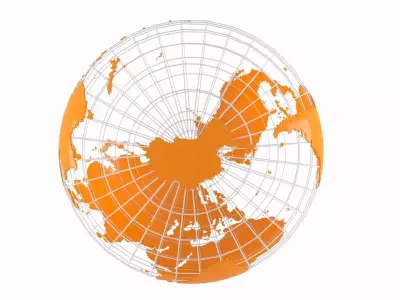 Globe News Skeleton Tangerine Color 3D model