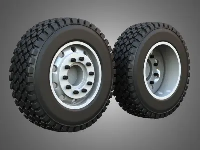 Twin Truck Wheels and Tires TWT2 3D print model