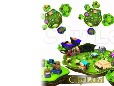 City Land Pack Low-poly 3D model