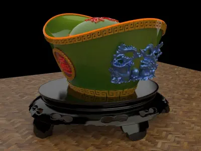 Chinese gold Ingot  3D model