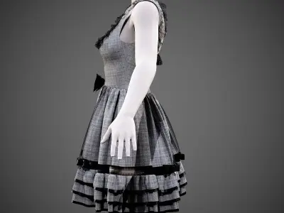 4 Dresses -low poly- vol-08 Low-poly 3D model