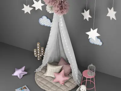 Decorative set for children with baldachin  3D model