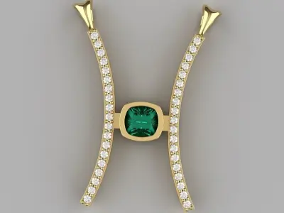 Ladies Pendant Necklace Diamonds Rubies Womens Luxury Jewelry 3D print model