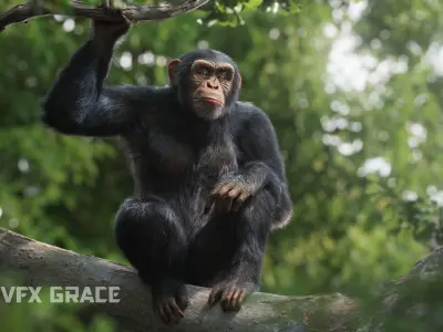 Chimpanzee Animated VFX Grace 3D model