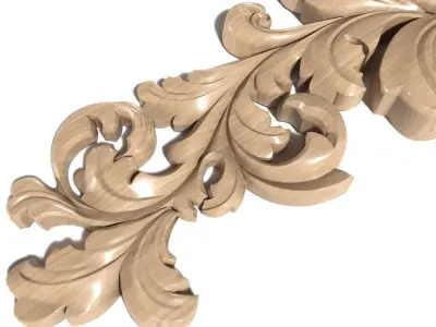 Cartouche-004 carved ornate crown molding 3D model