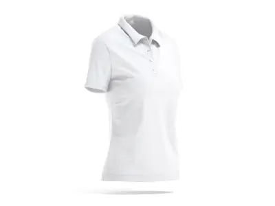 White Womens Polo Shirt - sport female tshirt with collar 3D model
