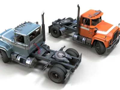 Industrial tracktor truck Low-poly 3D model