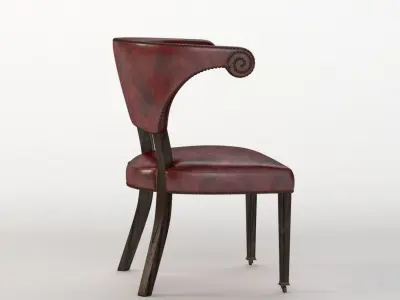 20th Century Sculptural Faux Leather Regency Chair 3D model