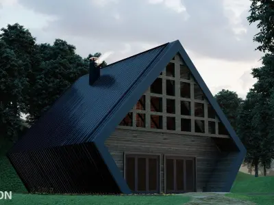 Steel Modular A Shape House 3D model