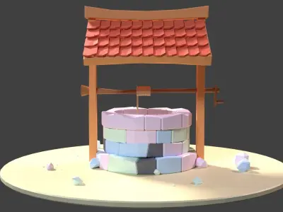 Cartoon Well Free low-poly 3D model