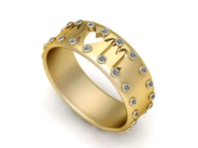 gold monogram ring  3D printable model  3D print model
