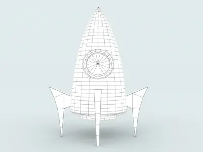 Cartoon Rocket Low-poly 3D model