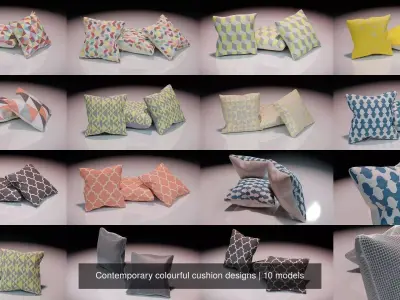 Contemporary colourful cushion designs 3D Model Collection