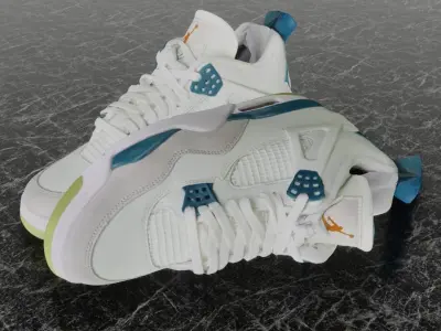 NIKE JORDAN 4 RETRO SB 3D SHOES - BLUE Low-poly 3D model