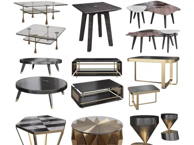 Cofee table and side table  3d models collection 10 pieces