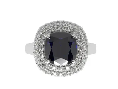 Jewelrly ring with diamonds and saphire 3D print model