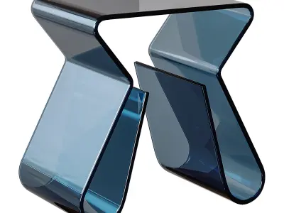 Acrylic Curve Edge Side Table - Minimalist 3D model