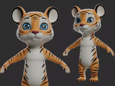 Tiger Cartoon Low-poly 3D model