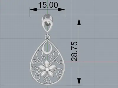 Gold Drop Earring 3D print model