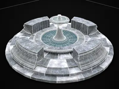Quad Opening Water Fountain Low-poly 3D model