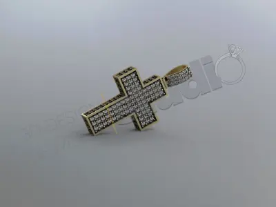 Luxury brilliant cross with gems all around 3d model 3D print model