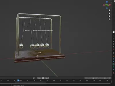 Newtons Pendulum Cradle Ball Rigged Animated Lowpoly PBR Low-poly 3D model