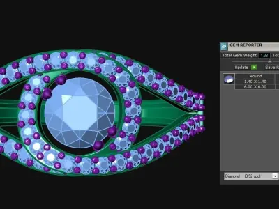 Diamond Jewelry Ring Sapphire blue Cut 3D print model