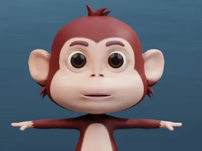 Cute Cartoon Monkey Rigged Low-poly 3D model