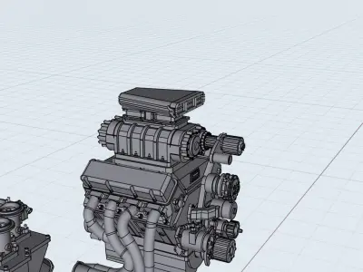 Roots GM 10 71 Blown BBC Outlaw Engine Supercharged Pro Mod 3D print model