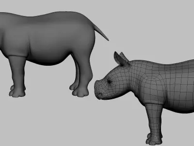 Baby Rhino Low-poly 3D model