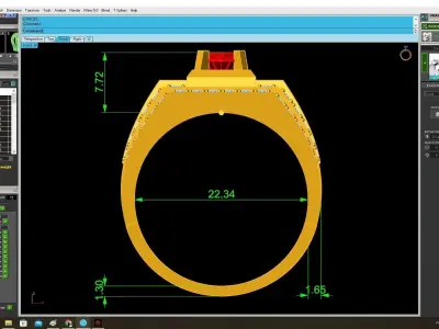 Luxury Square Gemstone Mens Ring 3942 3D print model