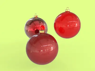Glass christmas decoration Red baubles  Free 3D model