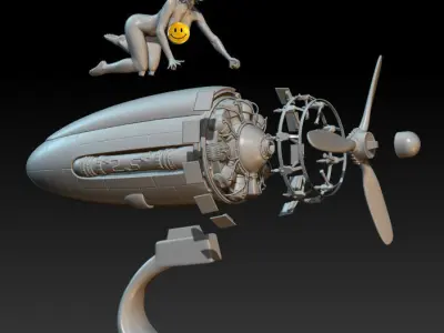 Woman on the engine stl 3D print model