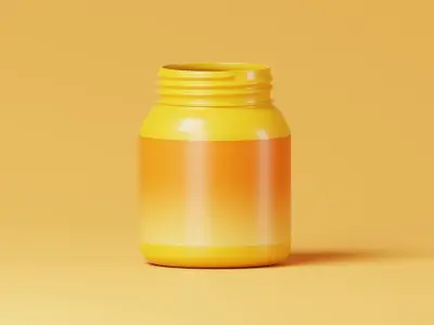 Orange Medicine Bottles With Black Caps 3D Model Low-poly 3D model