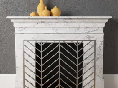 Fireplace with Chevron Screen 3D model