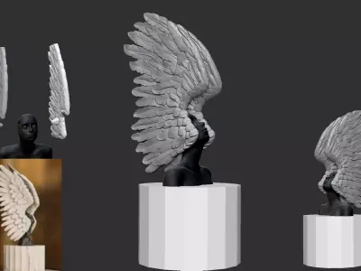 Girl music with wing 3D print model