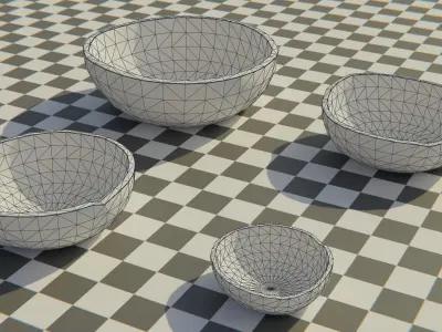 Wooden old dishes Low-poly 3D model