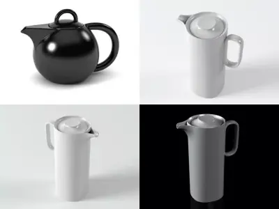 TeaTime set four different teapots 3D model