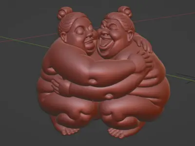 Chubby Women Hugging Sculpture  3D print model
