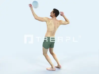 Virtue 04H Beach Serving Sports Man Low-poly 3D model