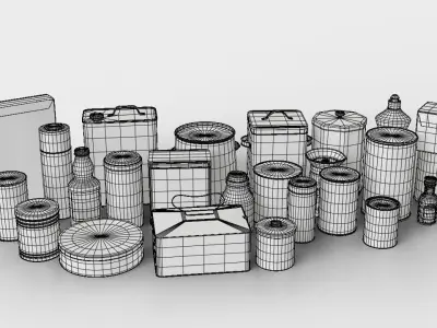 Household products Old supplies 3D model pack Low-poly 3D model