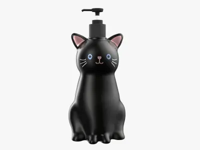 Cat Liquid Soap Dispenser Black Version 3D model