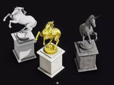 Unicorn Statues Low-poly 3D model