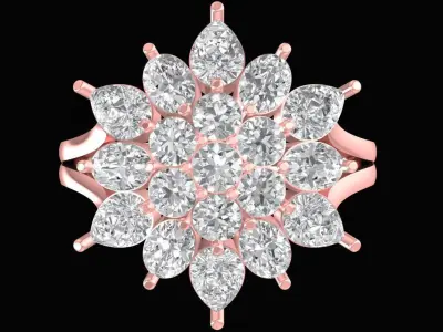 Luxury Cluster Flower Diamond Ring for Women 2433 3D print model