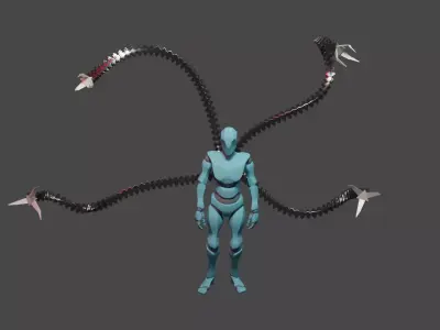 Cyborg with Four Robotic Arms Sci-Fi 3D Printable Model 3D model