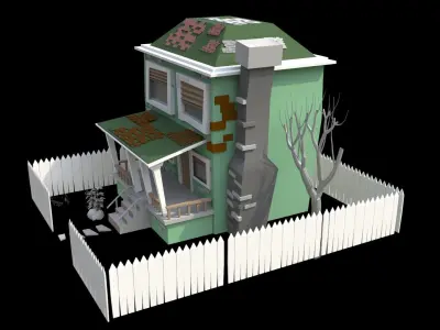 cartoonish stylized house  Free low-poly 3D model