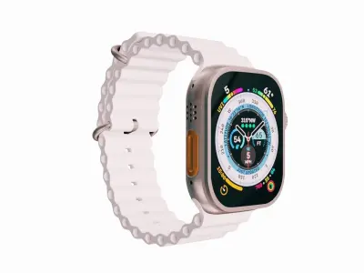 Apple Watch Ultra Ocean Band White Color 3D Model Low-poly 3D model