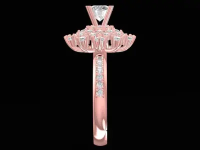 Luxury Snowflake Diamond Cluster Ring for Women  2692 3D print model