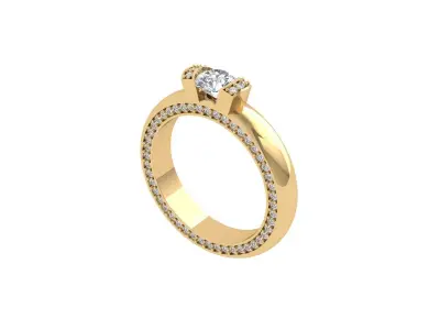 Solitaire Engagement Ring 3D print model 7